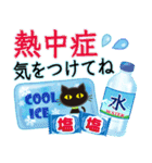 【涼感】黒ねこ×夏の気づかい（個別スタンプ：19）