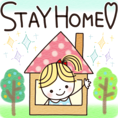 [LINEスタンプ] コロナウイルス感染予防。STAY HOME♡