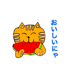 スイカ好きな猫たち Lineスタンプ Japon