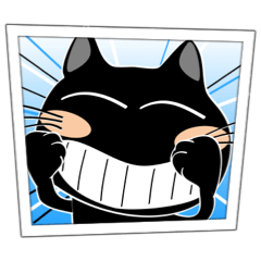 [LINEスタンプ] アメコミ風で、黒猫ハッピー9